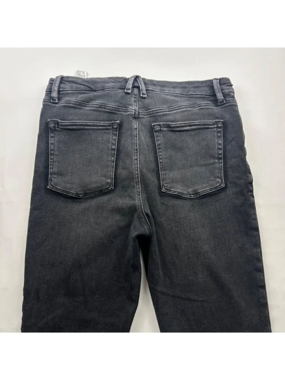 Good American Washed Black Stretch Denim Good Classic Distressed Jeans 14